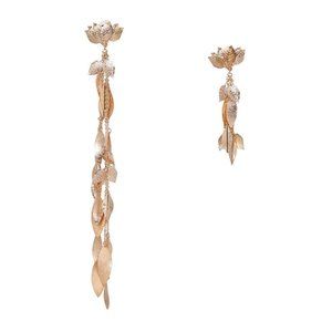 VINTAGE METAL LEAVES TASSEL EARRINGS